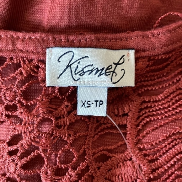 Kismet Vale Spice Button front Crochet Yoke Trim Sleeveless Top Extra Small - Picture 8 of 11